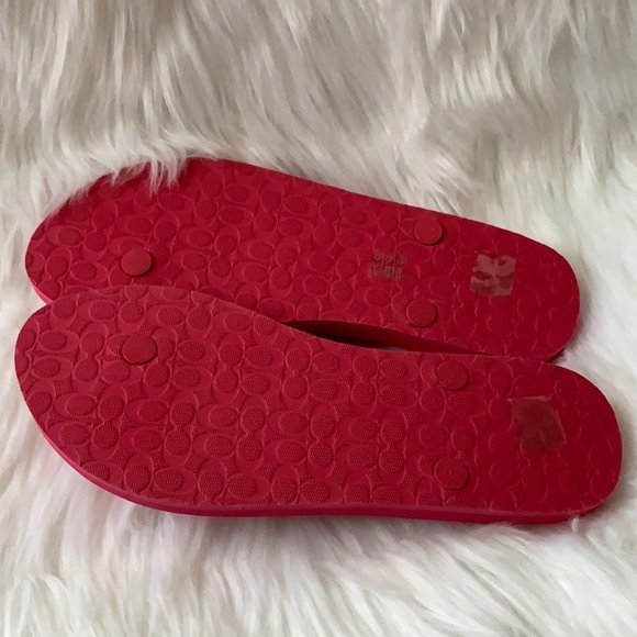 COACH Painted Gingham Flip Flop Sandals Sz 8 - Picture 4 of 4